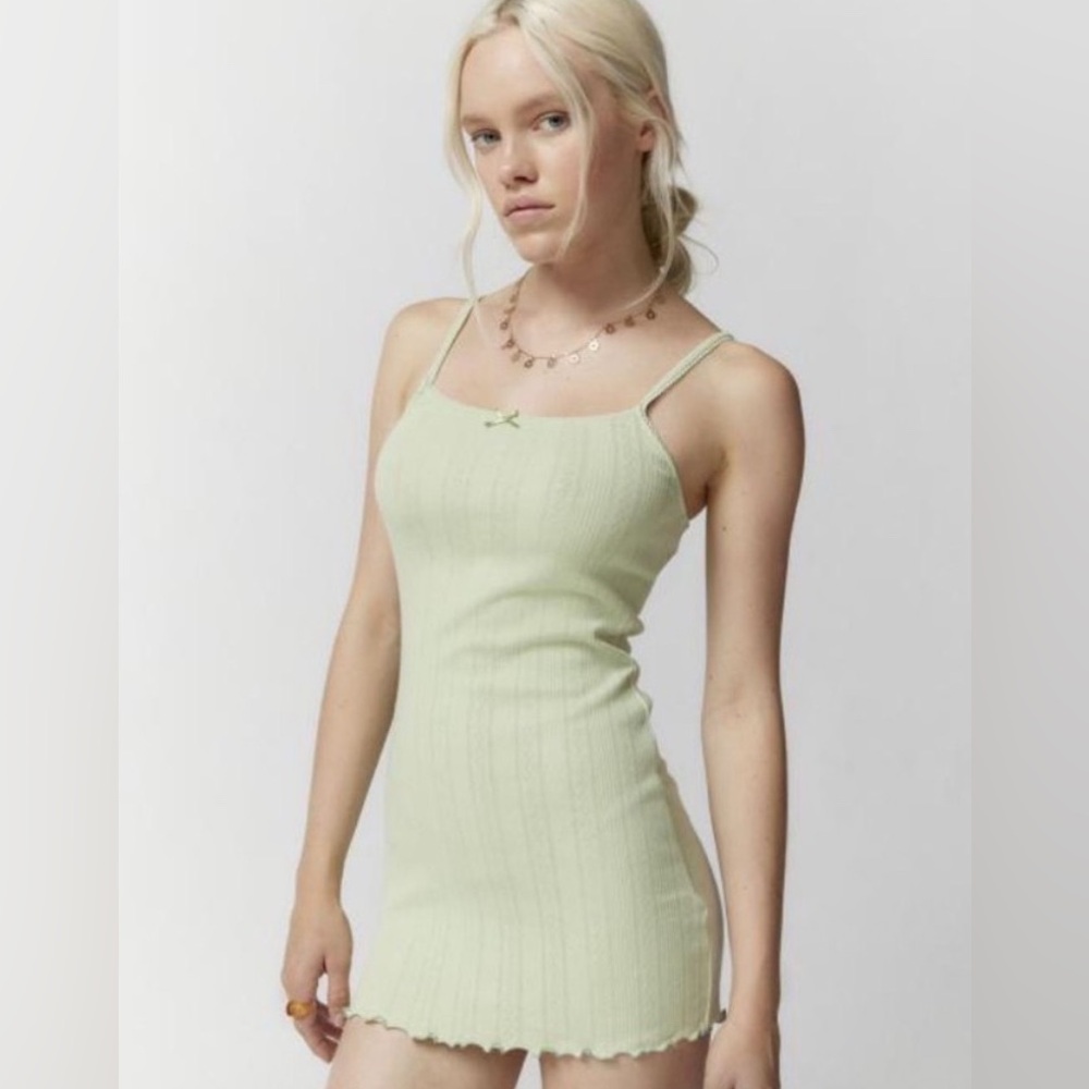Urban Outfitters Green Out From Under Dede Pointelle Mini Dress